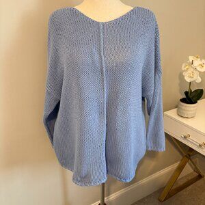 CeCe XL Light Blue Chunky Knit Cotton Sweater Relaxed Fit